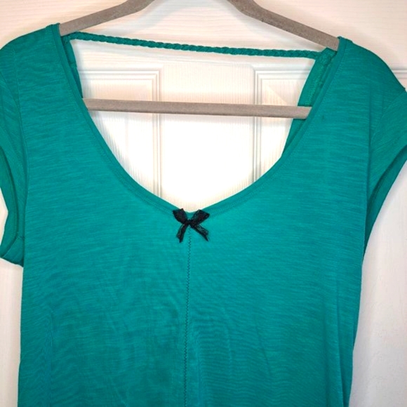Aerie Double Scoop Neck Tee With Bow Accent Size Medium - Picture 3 of 7